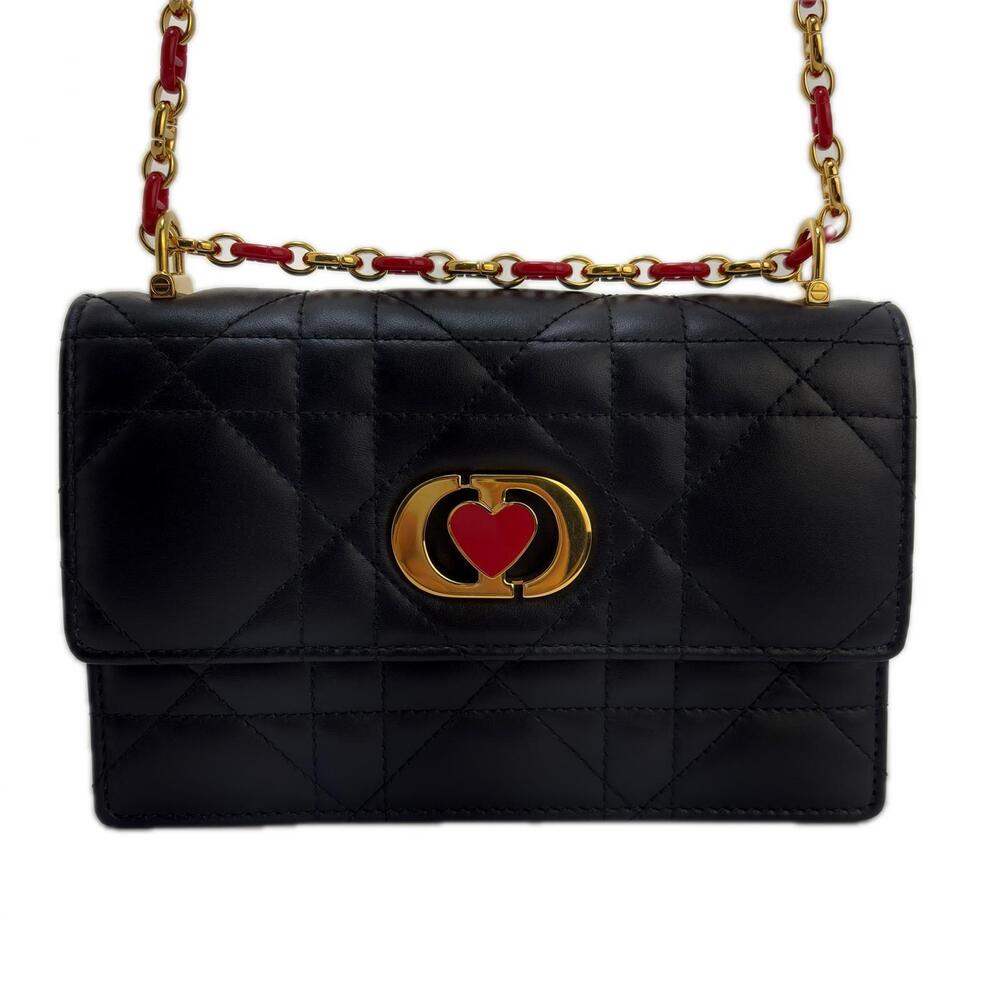 Christian Dior Macro Cannage Miss Caro Bag Leather Shoulder Bag Black